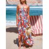 imageCUPSHE Womens Maxi Dresses Sleeveless Lace Casual Smocked Strapless Slit Long Summer Formal Sun DressOrange Tropical