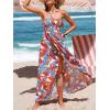 imageCUPSHE Womens Maxi Dresses Sleeveless Lace Casual Smocked Strapless Slit Long Summer Formal Sun DressOrange Tropical