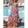 imageCUPSHE Womens Maxi Dresses Sleeveless Lace Casual Smocked Strapless Slit Long Summer Formal Sun DressOrange Tropical