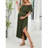 imageCUPSHE Womens Maxi OffShoulder Maternity Dress Summer Casual Sleeveless Ruffled Trim Photoshoot DressesGreen