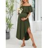 imageCUPSHE Womens Maxi OffShoulder Maternity Dress Summer Casual Sleeveless Ruffled Trim Photoshoot DressesGreen