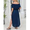 imageCUPSHE Womens Maxi OffShoulder Maternity Dress Summer Casual Sleeveless Ruffled Trim Photoshoot DressesNavy Blue