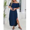 imageCUPSHE Womens Maxi OffShoulder Maternity Dress Summer Casual Sleeveless Ruffled Trim Photoshoot DressesNavy Blue