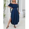 imageCUPSHE Womens Maxi OffShoulder Maternity Dress Summer Casual Sleeveless Ruffled Trim Photoshoot DressesNavy Blue