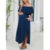 imageCUPSHE Womens Maxi OffShoulder Maternity Dress Summer Casual Sleeveless Ruffled Trim Photoshoot DressesNavy Blue