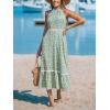imageCUPSHE Womens Midi Dress Halter Paisley Sleeveless Cutout Waist Long Beach Boho Summer DressGreen Floral