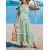 imageCUPSHE Womens Midi Dress Halter Paisley Sleeveless Cutout Waist Long Beach Boho Summer DressGreen Floral