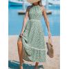 imageCUPSHE Womens Midi Dress Halter Paisley Sleeveless Cutout Waist Long Beach Boho Summer DressGreen Floral