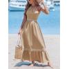 imageCUPSHE Womens Midi Dress Halter Paisley Sleeveless Cutout Waist Long Beach Boho Summer DressKhaki