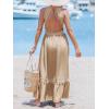 imageCUPSHE Womens Midi Dress Halter Paisley Sleeveless Cutout Waist Long Beach Boho Summer DressKhaki
