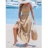 imageCUPSHE Womens Midi Dress Halter Paisley Sleeveless Cutout Waist Long Beach Boho Summer DressKhaki