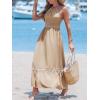 imageCUPSHE Womens Midi Dress Halter Paisley Sleeveless Cutout Waist Long Beach Boho Summer DressKhaki