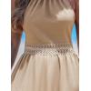 imageCUPSHE Womens Midi Dress Halter Paisley Sleeveless Cutout Waist Long Beach Boho Summer DressKhaki