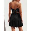 imageCUPSHE Womens Mini Dress Floral Twisted V Neck Sleeveless Short Dress Pleated Self Tie Back Mini DressBlack