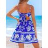 imageCUPSHE Womens Mini Dress Floral Twisted V Neck Sleeveless Short Dress Pleated Self Tie Back Mini DressBlue Printed