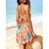 imageCUPSHE Womens Mini Dress Floral Twisted V Neck Sleeveless Short Dress Pleated Self Tie Back Mini DressBurnt Orange