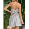 imageCUPSHE Womens Mini Dress Floral Twisted V Neck Sleeveless Short Dress Pleated Self Tie Back Mini DressGrey Striped