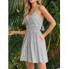 imageCUPSHE Womens Mini Dress Floral Twisted V Neck Sleeveless Short Dress Pleated Self Tie Back Mini DressGrey Striped