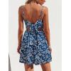 imageCUPSHE Womens Mini Dress Floral Twisted V Neck Sleeveless Short Dress Pleated Self Tie Back Mini DressNavy Paisley