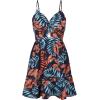 imageCUPSHE Womens Mini Dress Floral Twisted V Neck Sleeveless Short Dress Pleated Self Tie Back Mini DressNavy Tropical