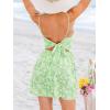 imageCUPSHE Womens Mini Dress Floral Twisted V Neck Sleeveless Short Dress Pleated Self Tie Back Mini DressPastel Green