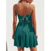 imageCUPSHE Womens Mini Dress Floral Twisted V Neck Sleeveless Short Dress Pleated Self Tie Back Mini DressTeal