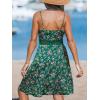 imageCUPSHE Womens Mini Dress V Neck Tropical Floral Beach Sleeveless Adjustable Straps Casual A Line Summer Vacation DressesGreen Ditsy