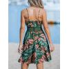 imageCUPSHE Womens Mini Dress V Neck Tropical Floral Beach Sleeveless Adjustable Straps Casual A Line Summer Vacation DressesGreen Floral