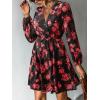 imageCUPSHE Womens Mini Dresses Casual Spring V Neck Chiffon Long Peasant Sleeves Flowy Summer DressRed Floral