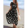 imageCUPSHE Womens One Shoulder Floral Printed Sleeveless Smocked Waist Maxi Dress Summer Boho Long DressBlack