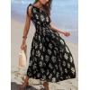 imageCUPSHE Womens One Shoulder Floral Printed Sleeveless Smocked Waist Maxi Dress Summer Boho Long DressBlack