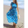 imageCUPSHE Womens One Shoulder Floral Printed Sleeveless Smocked Waist Maxi Dress Summer Boho Long DressBlue