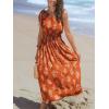 imageCUPSHE Womens One Shoulder Floral Printed Sleeveless Smocked Waist Maxi Dress Summer Boho Long DressOrange
