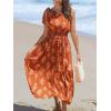 imageCUPSHE Womens One Shoulder Floral Printed Sleeveless Smocked Waist Maxi Dress Summer Boho Long DressOrange