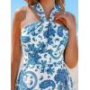 imageCUPSHE Womens Paisley Summer Dresses Casual Halter Twist Backless Tie Back Smocked Maxi DressBlue
