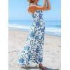 imageCUPSHE Womens Paisley Summer Dresses Casual Halter Twist Backless Tie Back Smocked Maxi DressBlue