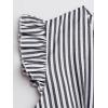 imageCUPSHE Womens Striped Summer Dresses V Neck Casual Mini Dress Flutter Sleeve Ruffle Button SundressesBlack