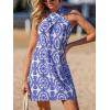 imageCUPSHE Womens Summer Dresses 2025 High Neck Halter Sleeveless Sundress Crossover Beach Coverup DressBlue