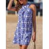 imageCUPSHE Womens Summer Dresses 2025 High Neck Halter Sleeveless Sundress Crossover Beach Coverup DressBlue