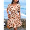 imageCUPSHE Womens Summer Dresses 2025 V Neck Short Sleeve Flowy Aline Beach Vacation Dress with PocketsRed Floral