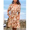 imageCUPSHE Womens Summer Dresses 2025 V Neck Short Sleeve Flowy Aline Beach Vacation Dress with PocketsRed Floral