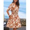 imageCUPSHE Womens Summer Dresses 2025 V Neck Short Sleeve Flowy Aline Beach Vacation Dress with PocketsRed Floral