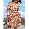 imageCUPSHE Womens Summer Dresses 2025 V Neck Short Sleeve Flowy Aline Beach Vacation Dress with PocketsRed Floral