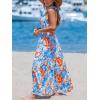 imageCUPSHE Womens Summer Dresses Abstract Floral One Shoulder A Line Smocked Tiered Maxi DressBlue