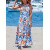 imageCUPSHE Womens Summer Dresses Abstract Floral One Shoulder A Line Smocked Tiered Maxi DressBlue