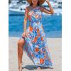 imageCUPSHE Womens Summer Dresses Abstract Floral One Shoulder A Line Smocked Tiered Maxi DressBlue
