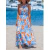 imageCUPSHE Womens Summer Dresses Abstract Floral One Shoulder A Line Smocked Tiered Maxi DressBlue