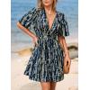 imageCUPSHE Womens Summer Dresses Abstract Plunging V Neck Short Sleeve Elastic Waist Mini DressNavy Blue