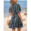 imageCUPSHE Womens Summer Dresses Abstract Plunging V Neck Short Sleeve Elastic Waist Mini DressNavy Blue