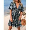 imageCUPSHE Womens Summer Dresses Abstract Plunging V Neck Short Sleeve Elastic Waist Mini DressNavy Blue
